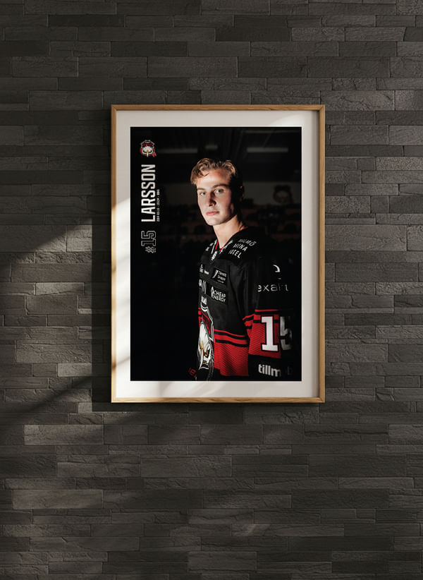 Poster Freddie Larsson #15 Malmö Redhawks 2025/2026 crossfade