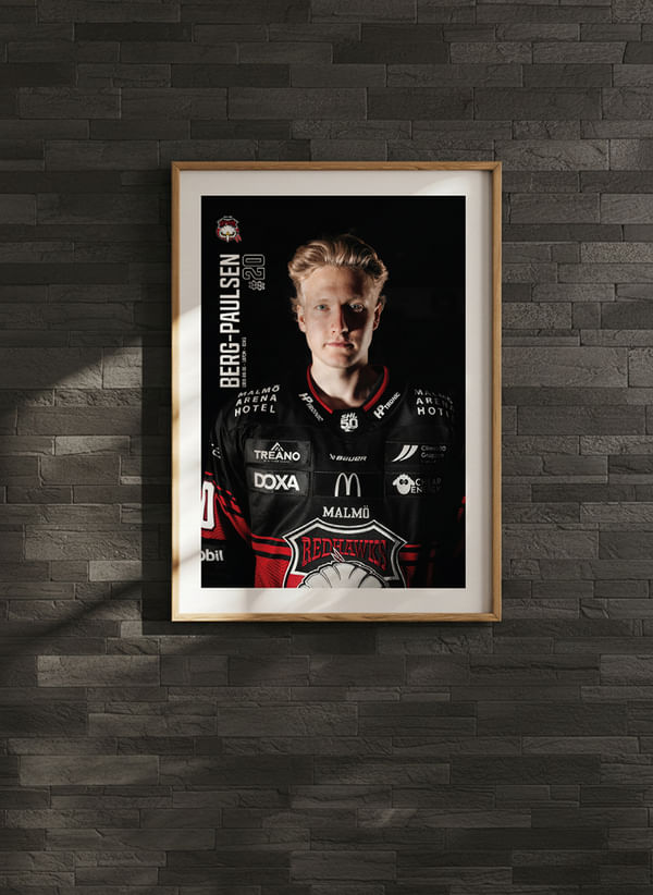 Poster Thomas Berg Paulsen #20 Malmö Redhawks 2025/2026 crossfade