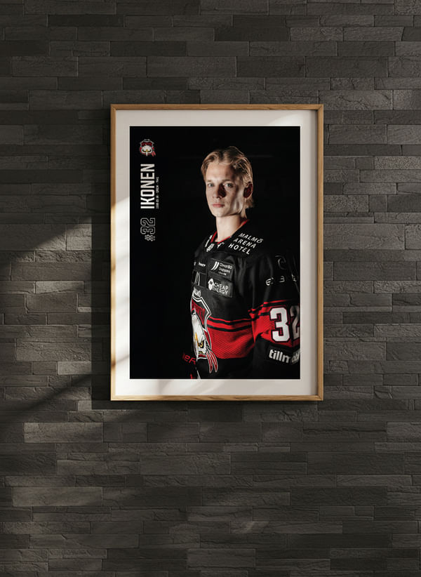 Poster Joona Ikonen #32 Malmö Redhawks 2025/2026 crossfade