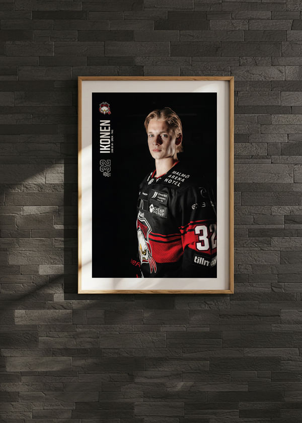 Poster Joona Ikonen #32 Malmö Redhawks 2025/2026 crossfade