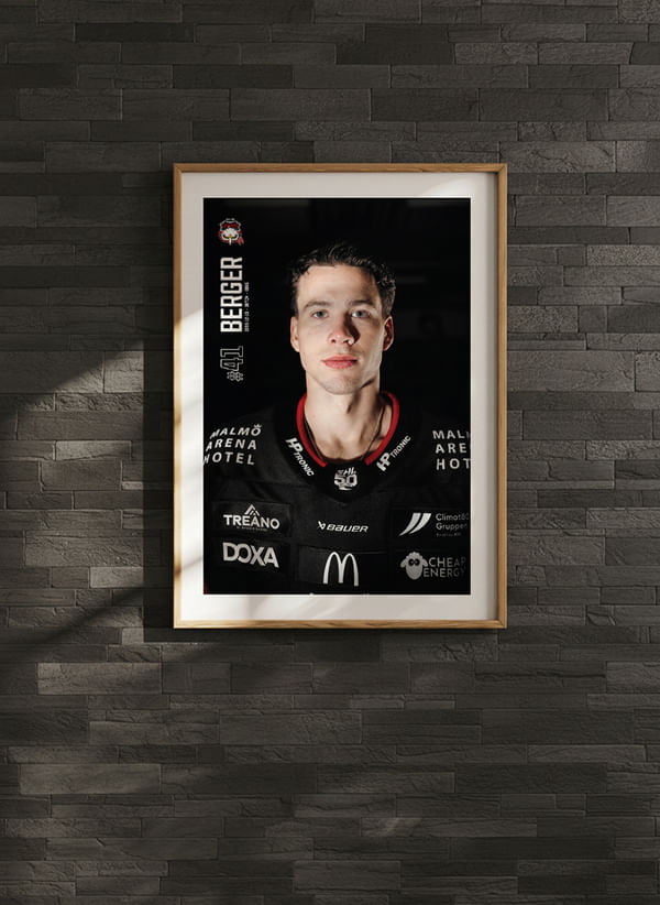 Poster Joseph Berger #41 Malmö Redhawks 2025/2026 crossfade