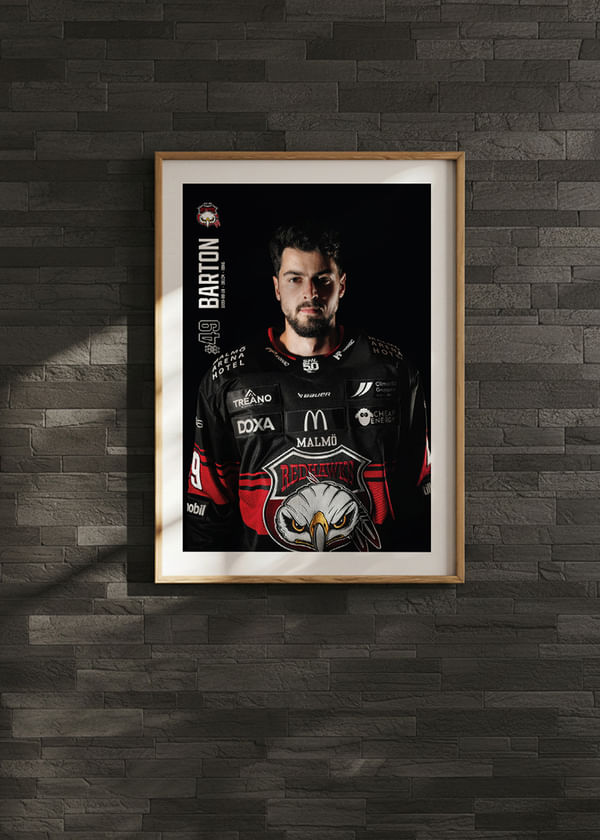 Poster Seth Barton #49 Malmö Redhawks 2025/2026 crossfade