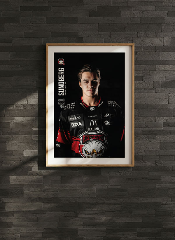 Poster Axel Sundberg #91 Malmö Redhawks 2025/2026 crossfade