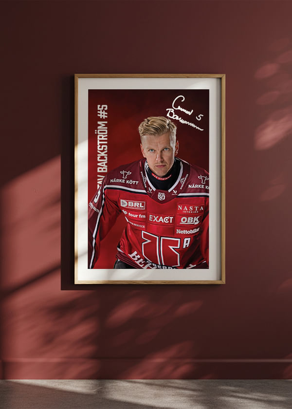 Poster Gustav Bäckström #5 Örebro Hockey 2025/2026 crossfade