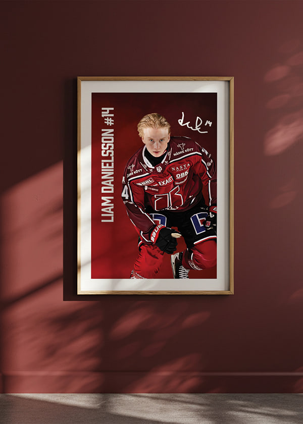 Poster Liam Danielsson #14 Örebro Hockey 2025/2026 crossfade