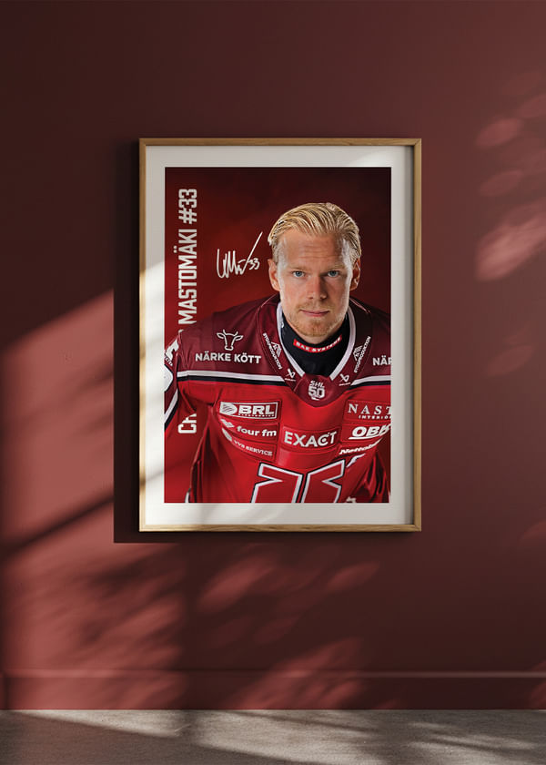 Poster Christopher Mastomäki #33 Örebro Hockey 2025/2026 crossfade