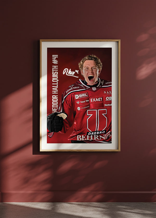 Poster Theodor Hallquisth #41 Örebro Hockey 2025/2026 crossfade