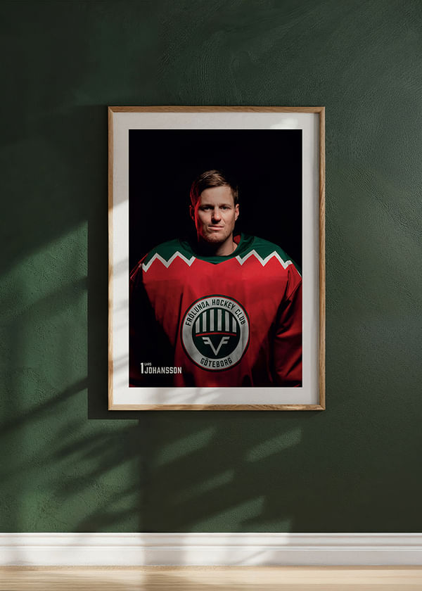 Poster Lars Johansson #1 Frölunda HC 2025/2026 crossfade