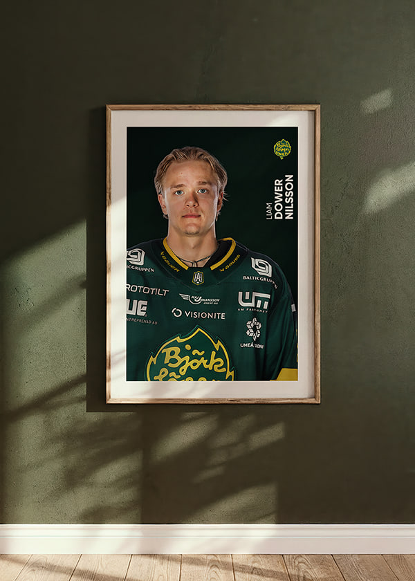 Poster Liam Dower Nilsson #19 Björklöven 2025/2026 crossfade