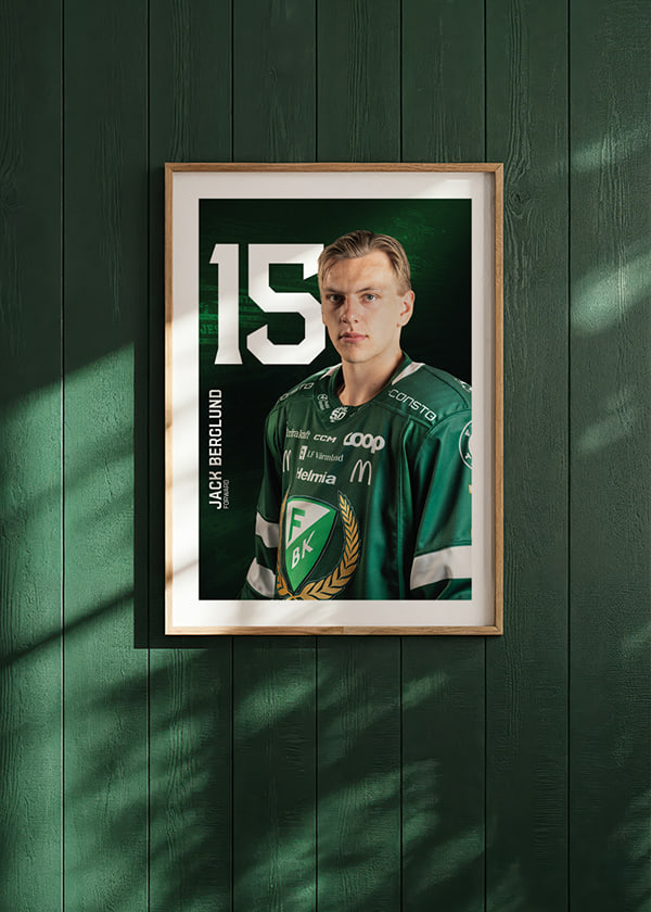 Poster Jack Berglund #15 Färjestad BK 2025/2026 crossfade
