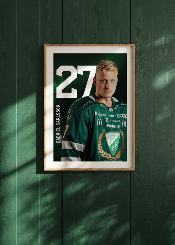 Poster Gabriel Carlsson #27 Färjestad BK 2025/2026 crossfade