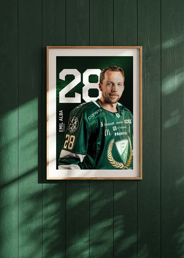 Poster Emil Alba #28 Färjestad BK 2025/2026 crossfade