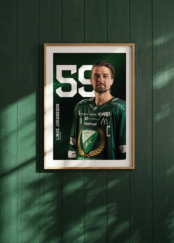 Poster Linus Johansson #59 Färjestad BK 2025/2026 crossfade