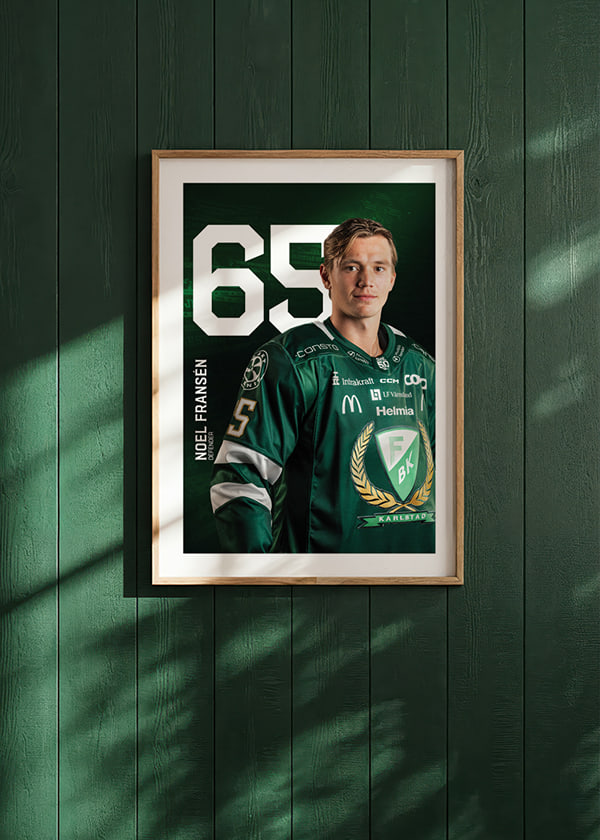 Poster Noel Fransén #65 Färjestad BK 2025/2026 crossfade
