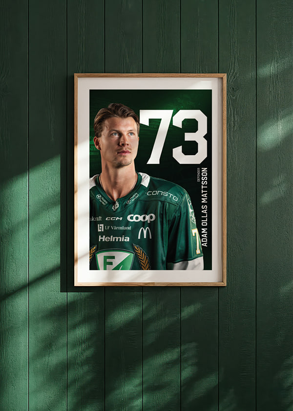 Poster Adam Ollas Mattsson #73 Färjestad BK 2025/2026 crossfade
