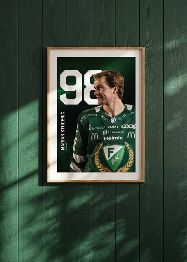 Poster Marian Studenic #98 Färjestad BK 2025/2026 crossfade