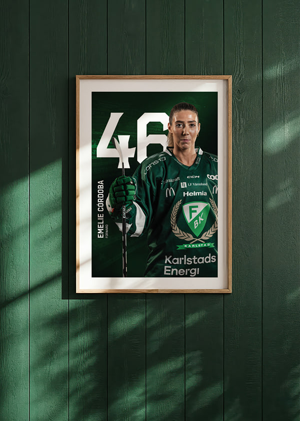 Poster Emelie Cordoba #46 Färjestad BK 2025/2026 crossfade