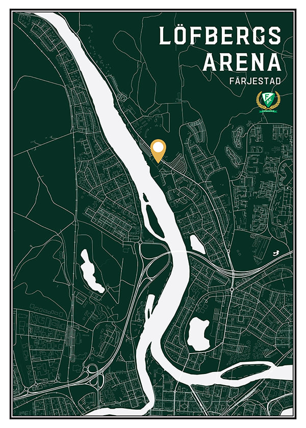 Poster Färjestad BK Löfbergs Arena Karta Grön