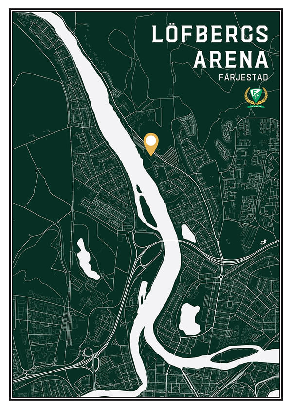 Poster Färjestad BK Löfbergs Arena Karta Grön