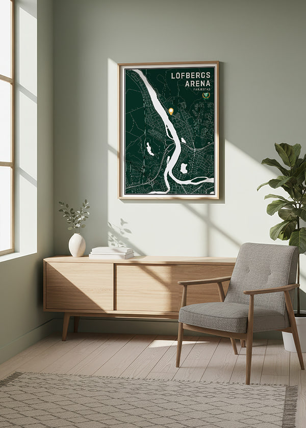 Poster Färjestad BK Löfbergs Arena Karta Grön crossfade