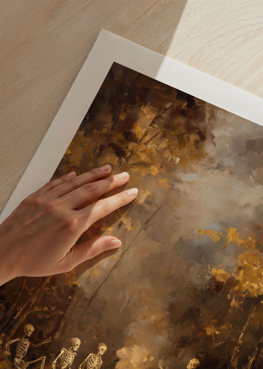 Csontvázgyűjtemény tábortűz mellett titokzatos őszi erdőben-12