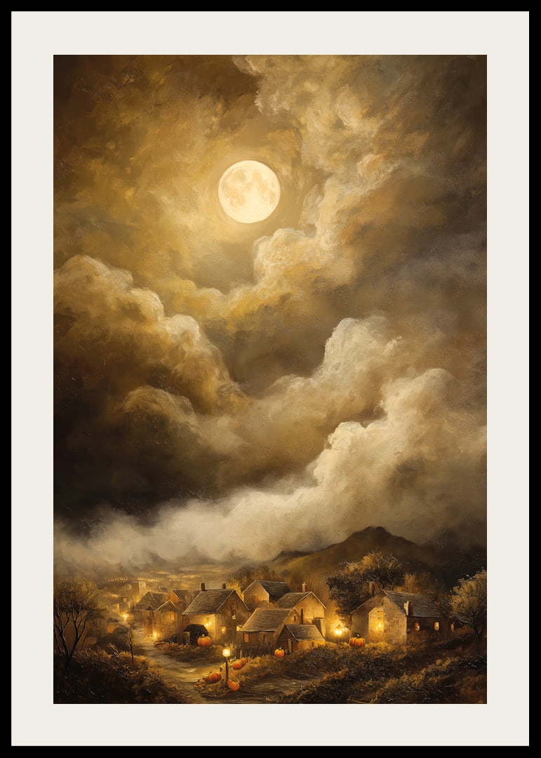 A magical moonlight over a quiet village-12