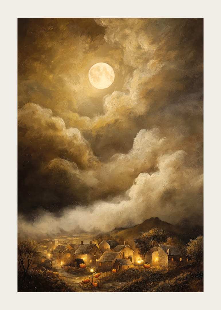 Ett magiskt månsken över en stillsam by-12