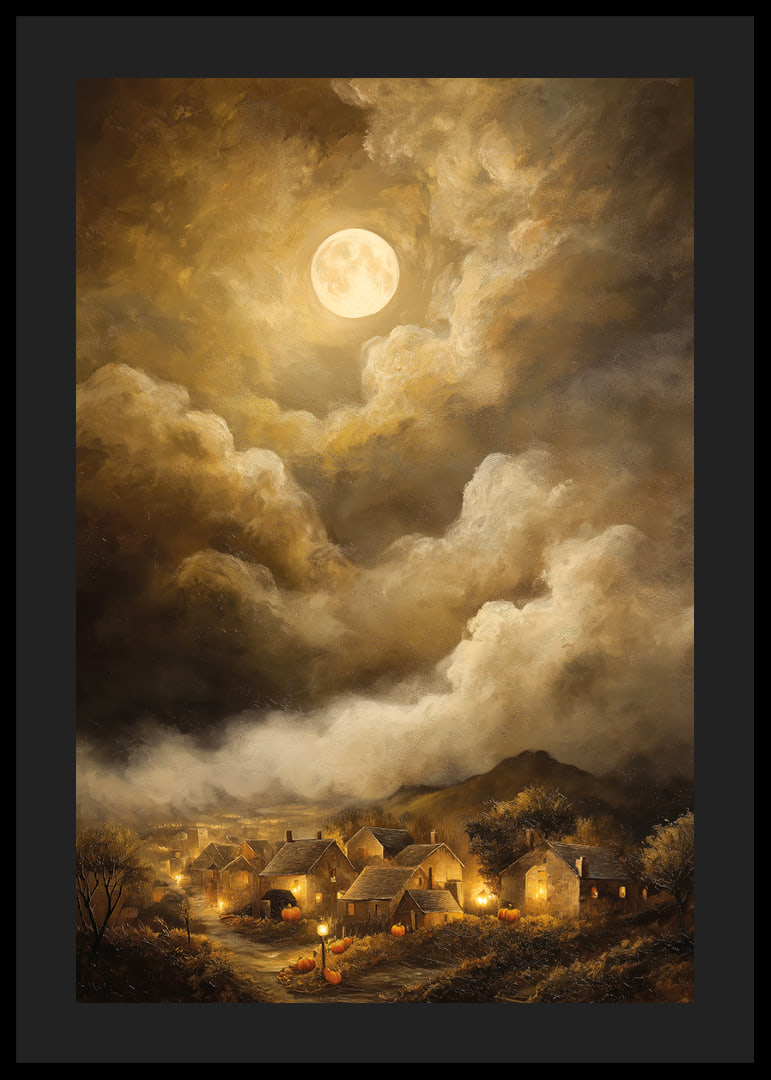 A magical moonlight over a quiet village-12