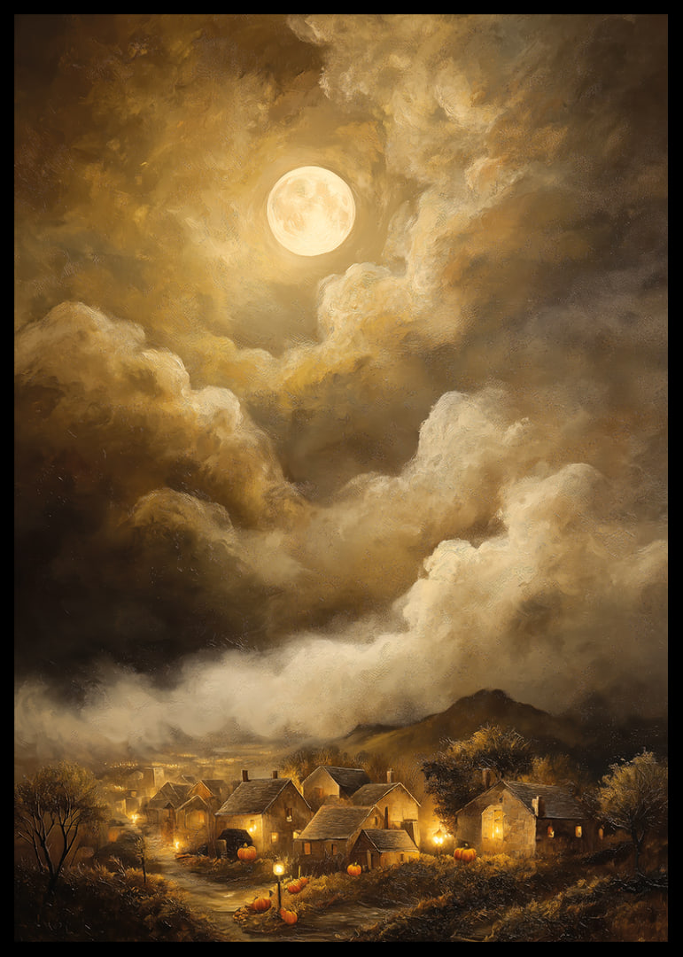 A magical moonlight over a quiet village-12