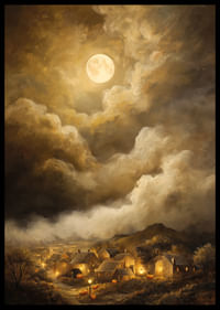 Un clair de lune magique sur un village paisible-2