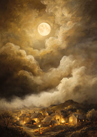 A magical moonlight over a quiet village-7