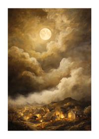 Un clair de lune magique sur un village paisible-1