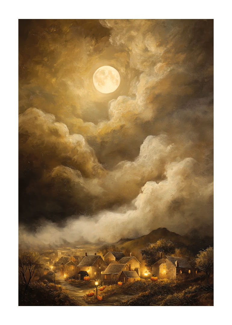 Un clair de lune magique sur un village paisible-12