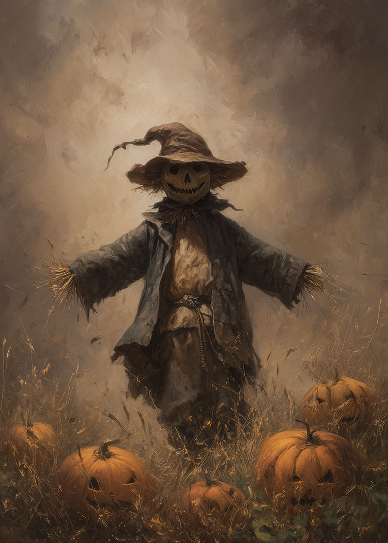 Egy titokzatos madárijesztő a tökök között őszi hangulatot áraszt-12