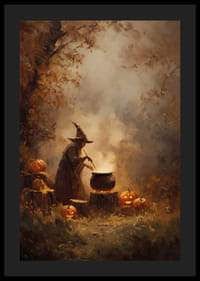Magical autumn scene with a witch and shimmering pumpkins-4