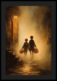 Children walking through a misty golden landscape-4