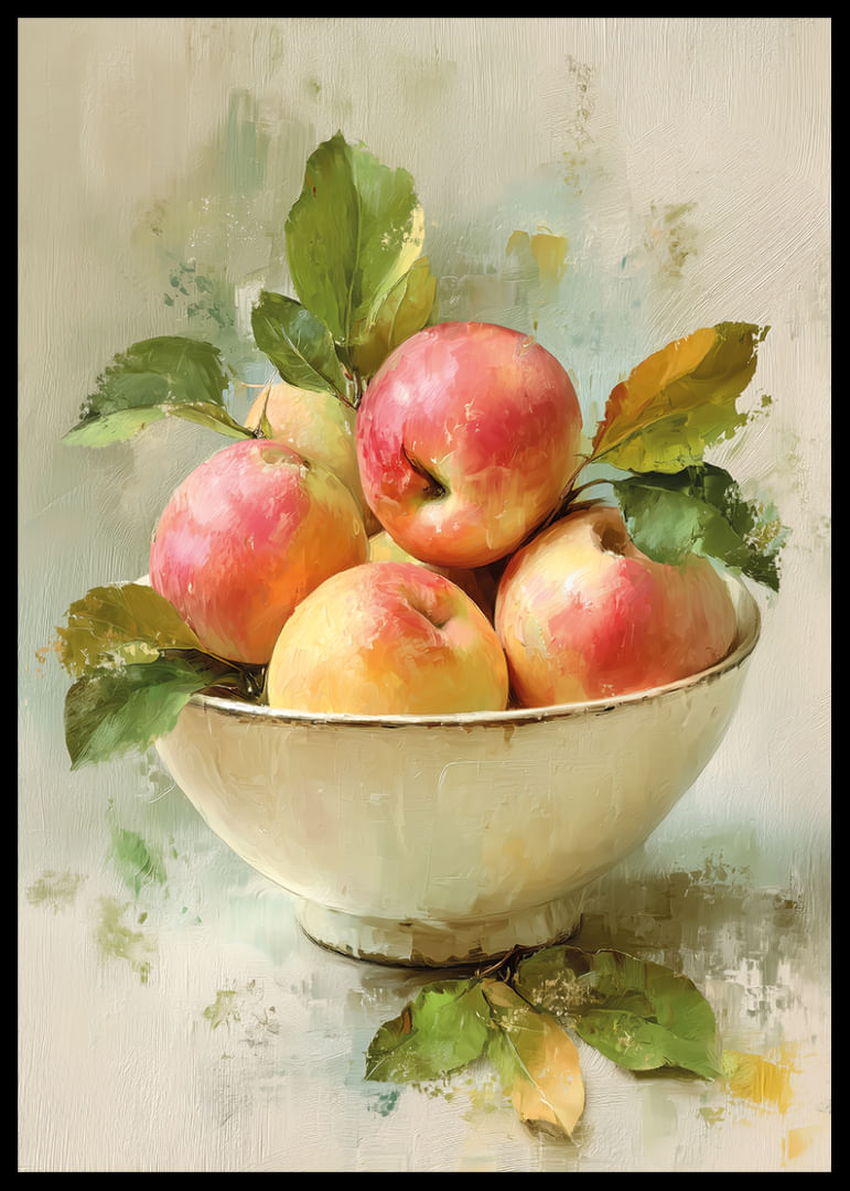 Una fresca mezcla de manzanas en un bol da vida a la habitación.-12