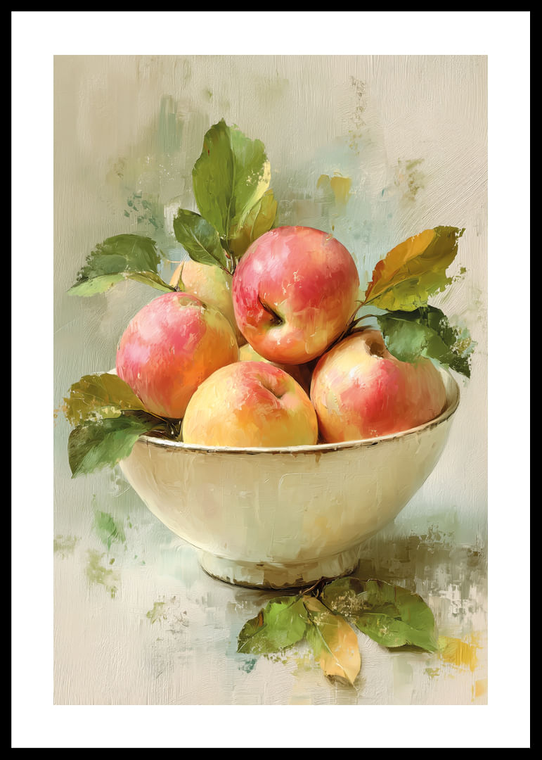 Una fresca mezcla de manzanas en un bol da vida a la habitación.-12