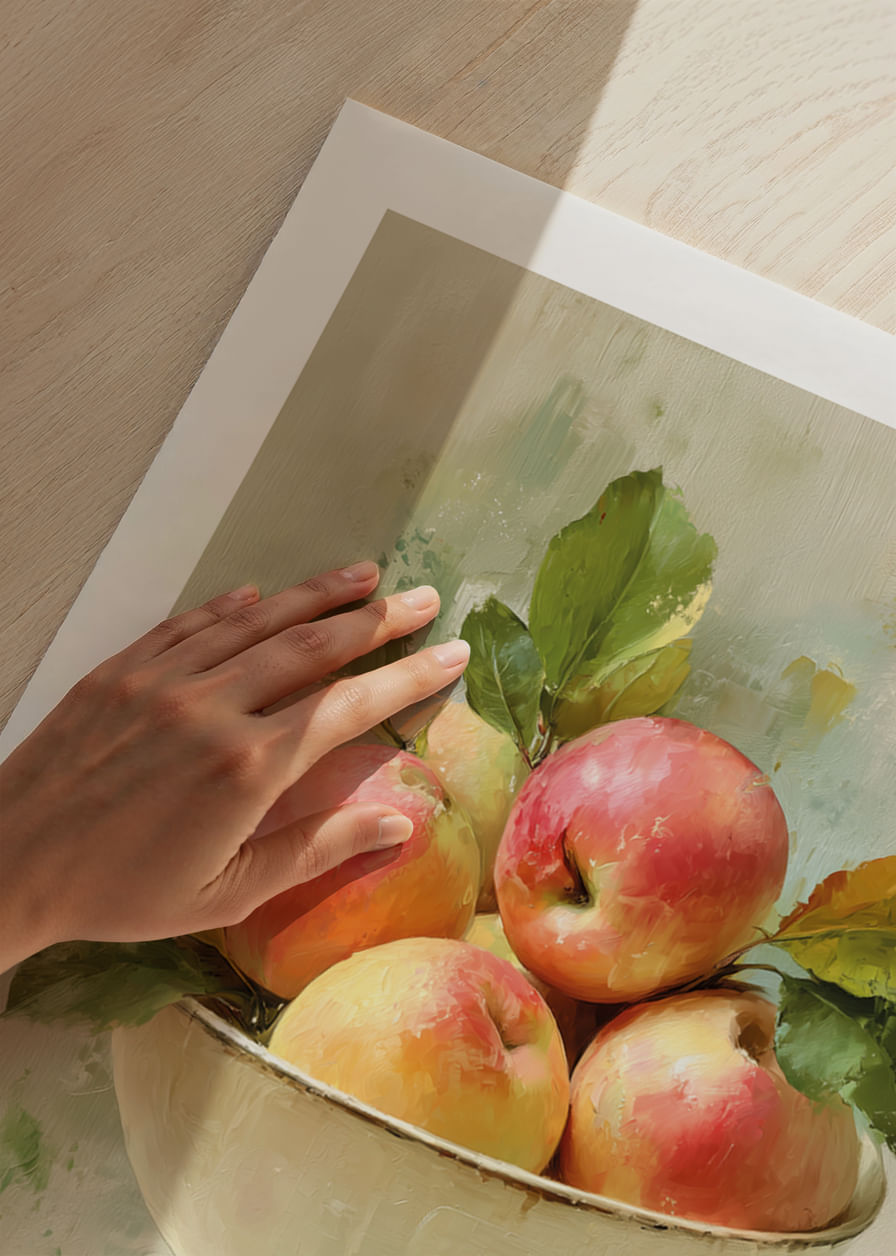 Una fresca mezcla de manzanas en un bol da vida a la habitación.-12