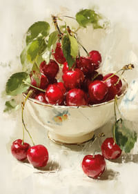 Strålande röda körsbär i en elegant skål-3