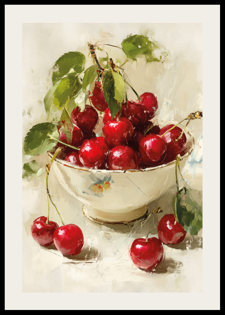 Brilliant red cherries in an elegant bowl-12