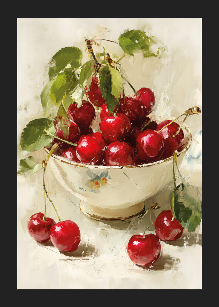 Brilliant red cherries in an elegant bowl-12