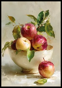 Vibrant apples in a bowl create colorful autumn charm-6
