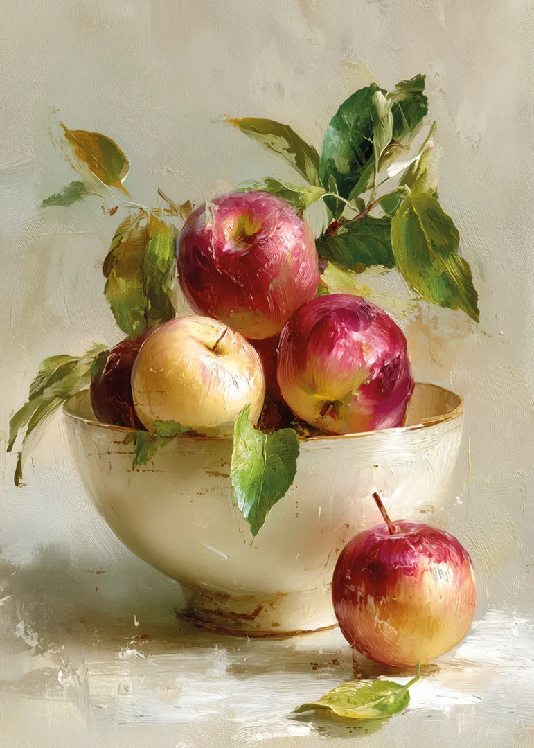 Vibrant apples in a bowl create colorful autumn charm-12