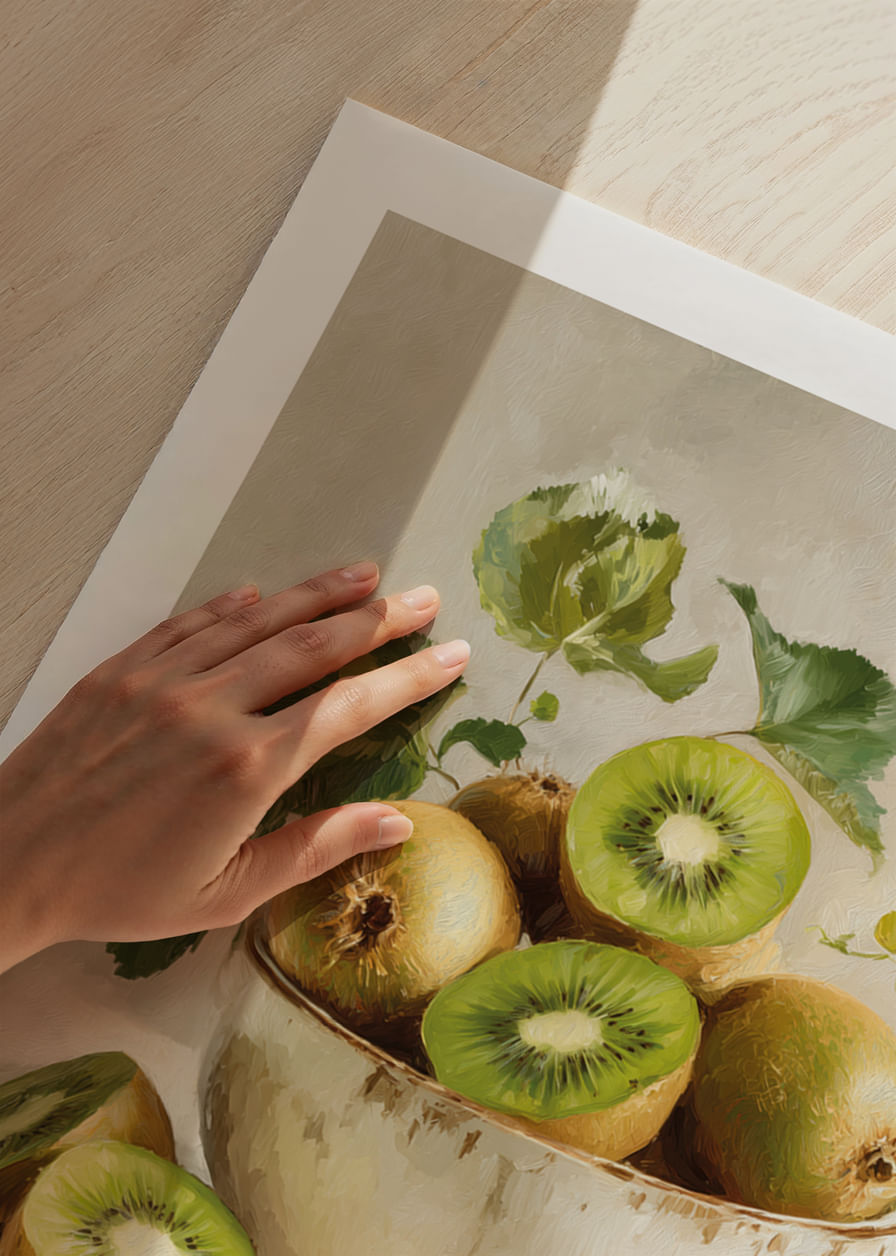 El kiwi en un bol rústico irradia frescura natural.-12