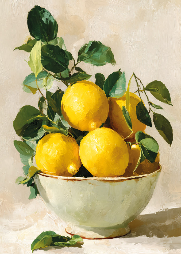Des citrons ensoleillés égayent un bol rustique-12