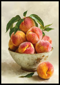 Des pêches juteuses dans un bol ancien répandent la joie de l'été-2