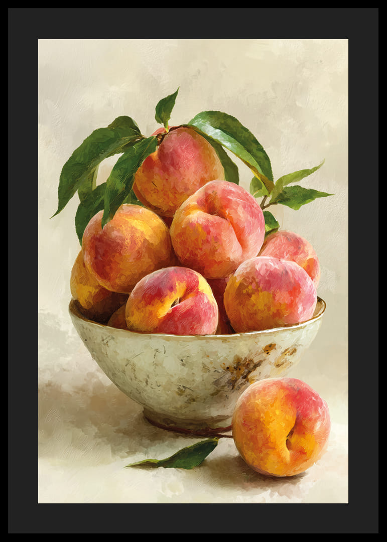 Juicy peaches in an antique bowl spread summery joy-12