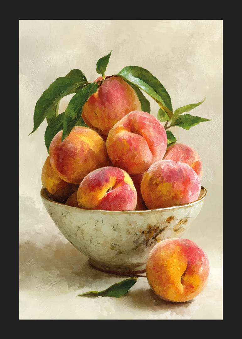 Juicy peaches in an antique bowl spread summery joy-12