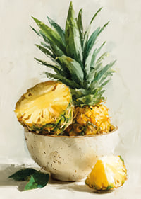 Levande ananas i konstnärlig oljestil skapar tropisk fräschhet-7